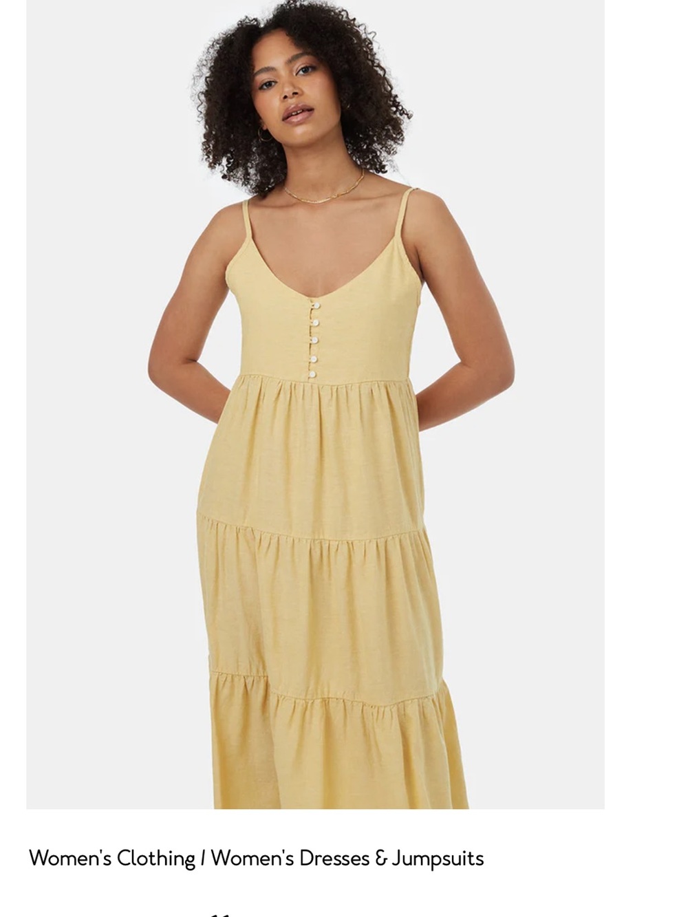 tentree Sunlit Tiered Maxi Dress - Pale Yellow